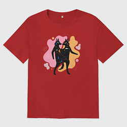 Футболка оверсайз мужская Танец лисичек, цвет: красный