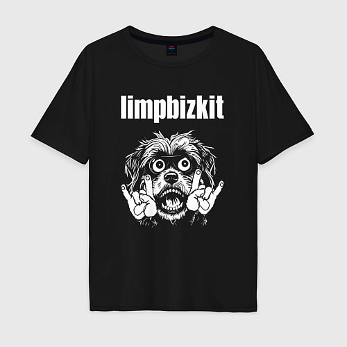 Мужская футболка оверсайз Limp Bizkit rock dog / Черный – фото 1