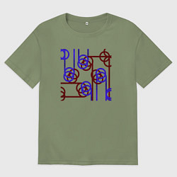 Мужская футболка оверсайз Абстракция красно-синих линий