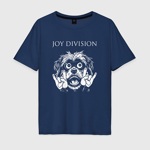 Мужская футболка оверсайз Joy Division rock dog / Тёмно-синий – фото 1