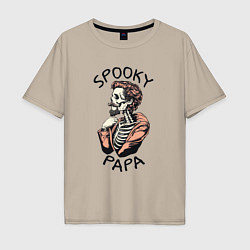 Футболка оверсайз мужская Spooky papa, цвет: миндальный