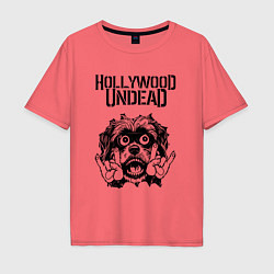 Футболка оверсайз мужская Hollywood Undead - rock dog, цвет: коралловый