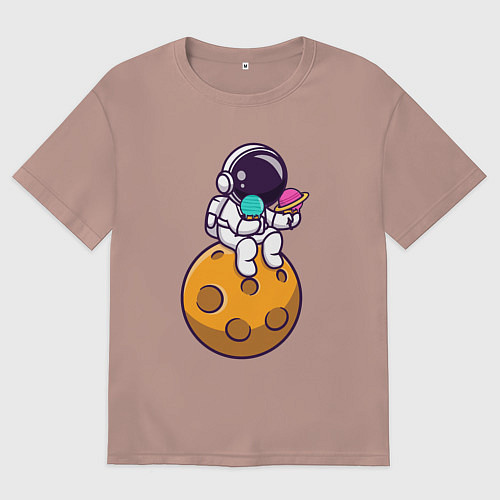 Мужская футболка оверсайз Лунное мороженое / Пыльно-розовый – фото 1