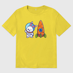 Футболка оверсайз мужская Зайка астронавт, цвет: желтый