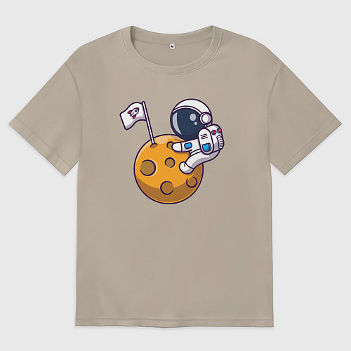 Мужская футболка оверсайз Захватчик Луны / Миндальный – фото 1