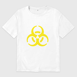 Футболка оверсайз мужская Токсик - знак биоопасности, цвет: белый