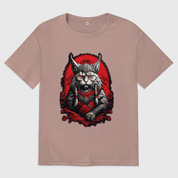 Футболка оверсайз мужская Кот викинг, цвет: пыльно-розовый