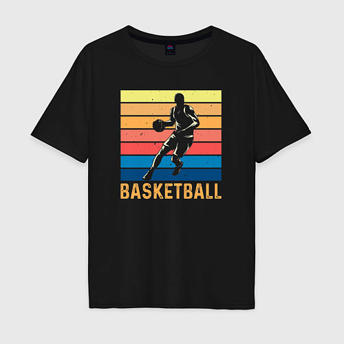 Мужская футболка оверсайз Basketball lettering / Черный – фото 1