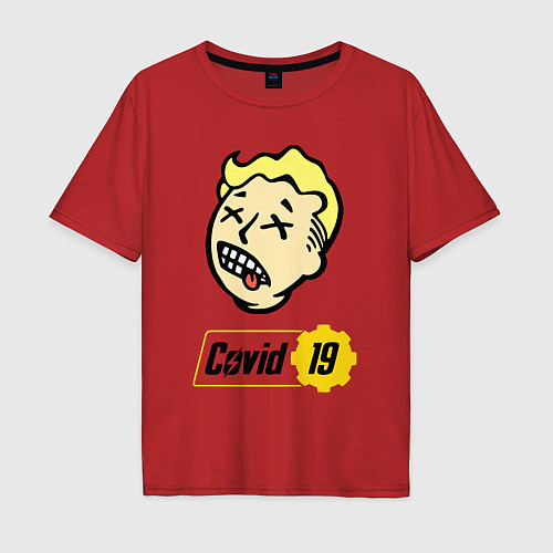 Мужская футболка оверсайз Vault boy - covid 19 / Красный – фото 1