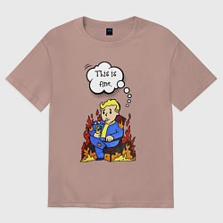 Мужская футболка оверсайз Vault boy in the fire
