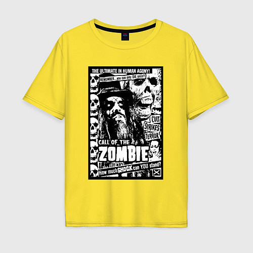 Мужская футболка оверсайз Rob zombie skulls / Желтый – фото 1