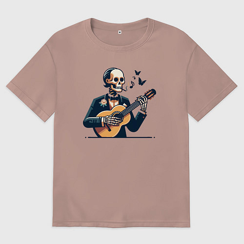 Мужская футболка оверсайз Dead melody / Пыльно-розовый – фото 1