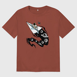 Футболка оверсайз мужская Космический бумажный самолётик, цвет: кирпичный