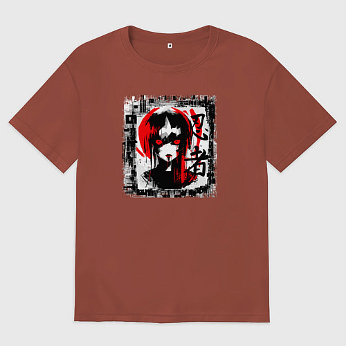 Мужская футболка оверсайз Glitchcraft / Кирпичный – фото 1