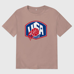 Футболка оверсайз мужская Баскетбол США, цвет: пыльно-розовый