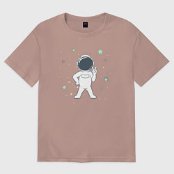 Футболка оверсайз мужская Peace spaceman, цвет: пыльно-розовый