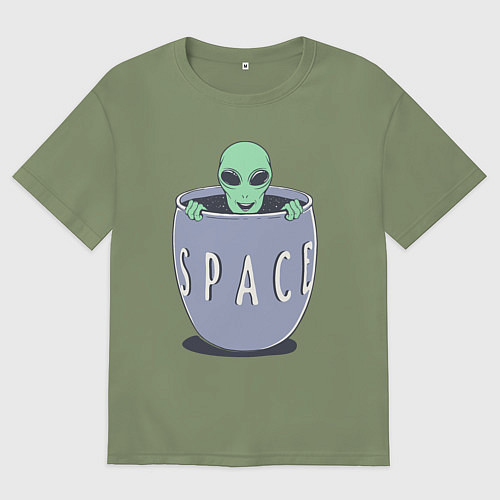 Мужская футболка оверсайз Космический пришелец / Авокадо – фото 1