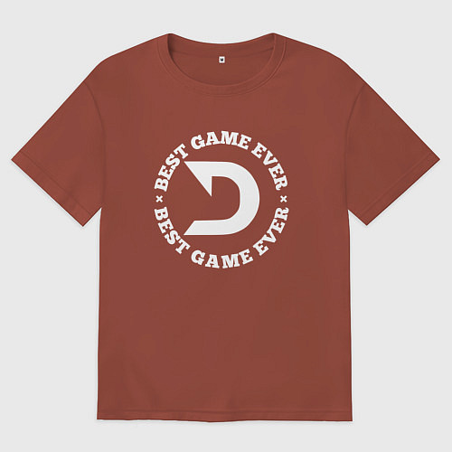 Мужская футболка оверсайз Символ Deadlock и круглая надпись best game ever / Кирпичный – фото 1