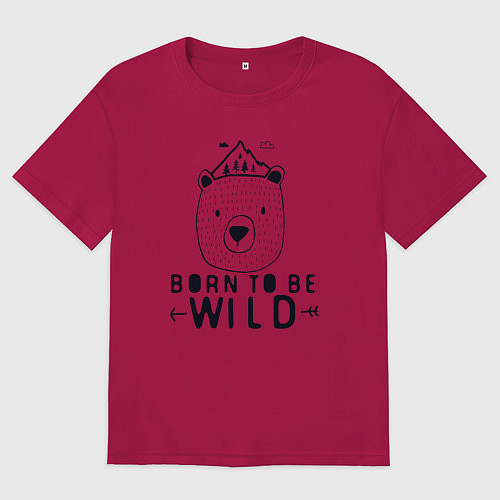 Мужская футболка оверсайз Wild bear / Маджента – фото 1