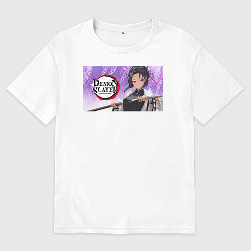 Мужская футболка оверсайз Demon slayer black go / Белый – фото 1