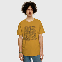 Футболка оверсайз мужская Исследуй больше космоса, цвет: горчичный — фото 2