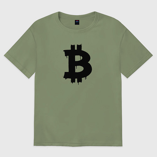 Мужская футболка оверсайз Биткоин - знак / Авокадо – фото 1