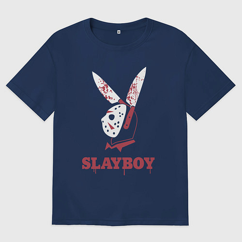 Мужская футболка оверсайз Slayboy / Тёмно-синий – фото 1