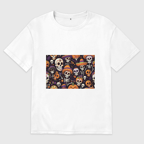 Мужская футболка оверсайз Страшилки хэллоуин / Белый – фото 1