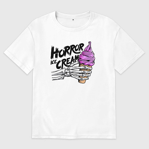 Мужская футболка оверсайз Horror ice cream / Белый – фото 1