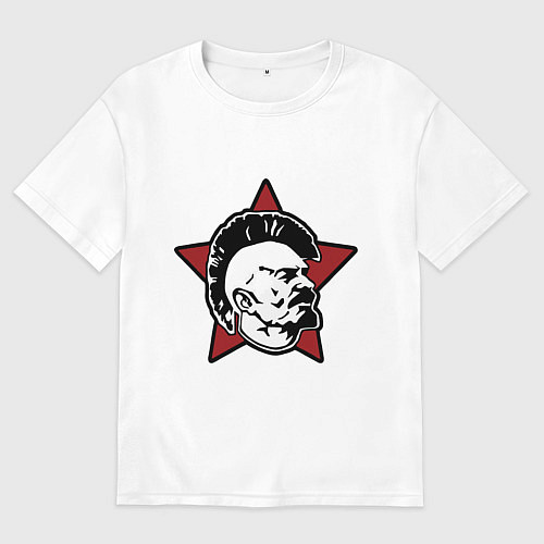 Мужская футболка оверсайз Значок - Владимир Ленин панк / Белый – фото 1