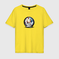 Футболка оверсайз мужская Grand Theft Auto V logo game, цвет: желтый