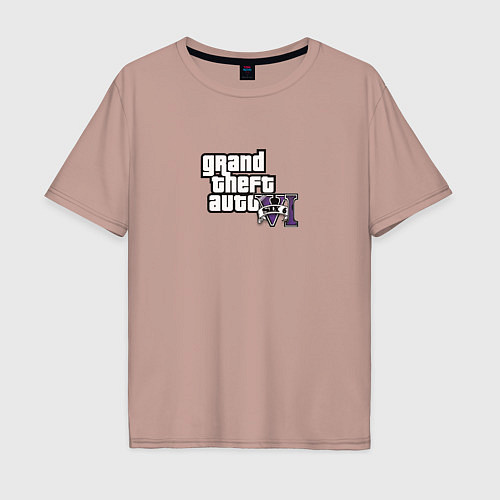 Мужская футболка оверсайз Grand Theft Auto 6 vice city logo / Пыльно-розовый – фото 1