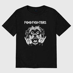Футболка оверсайз мужская Foo Fighters rock dog, цвет: черный