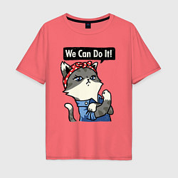 Мужская футболка оверсайз We can do it - cat