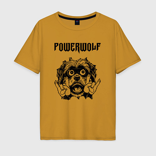 Мужская футболка оверсайз Powerwolf - rock dog / Горчичный – фото 1