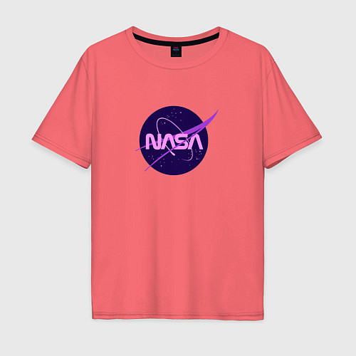 Мужская футболка оверсайз NASA logo / Коралловый – фото 1