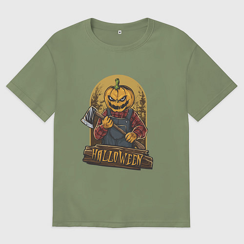 Мужская футболка оверсайз Тыква монстр / Авокадо – фото 1