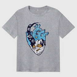 Мужская футболка оверсайз Космический кемпинг в сердце