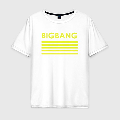 Мужская футболка оверсайз Big bang с желтыми полосами / Белый – фото 1