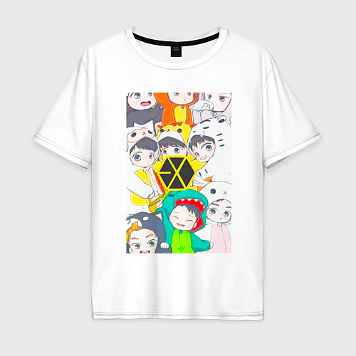 Мужская футболка оверсайз Exo в костюмах животных / Белый – фото 1