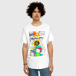 Футболка оверсайз мужская Exo в костюмах животных, цвет: белый — фото 2