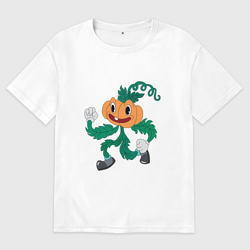 Мужская футболка оверсайз Бегущая тыква / Белый – фото 1