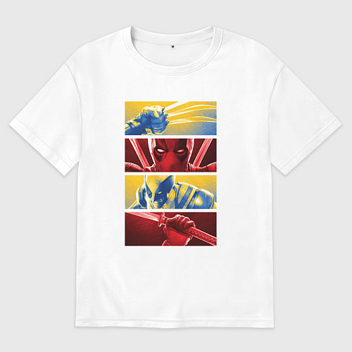 Мужская футболка оверсайз Дэдпул и Росомаха - комикс / Белый – фото 1