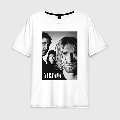 Мужская футболка оверсайз Nirvana rock band black / Белый – фото 1