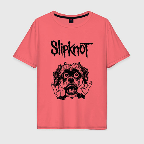 Мужская футболка оверсайз Slipknot - rock dog / Коралловый – фото 1