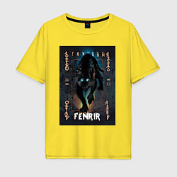 Футболка оверсайз мужская Fenrir black vinyl, цвет: желтый