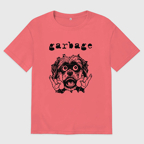 Мужская футболка оверсайз Garbage - rock dog / Коралловый – фото 1
