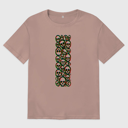 Мужская футболка оверсайз Halloween skulls / Пыльно-розовый – фото 1