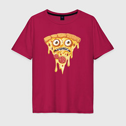 Футболка оверсайз мужская Pizza face, цвет: маджента