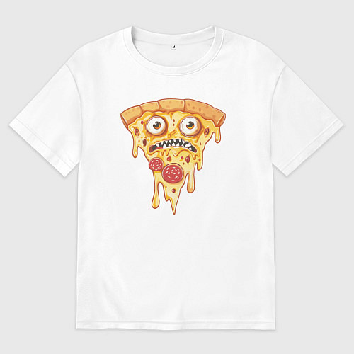 Мужская футболка оверсайз Pizza face / Белый – фото 1